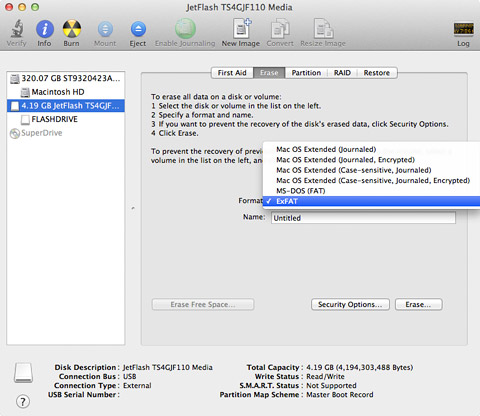 formating for ntfs from mac